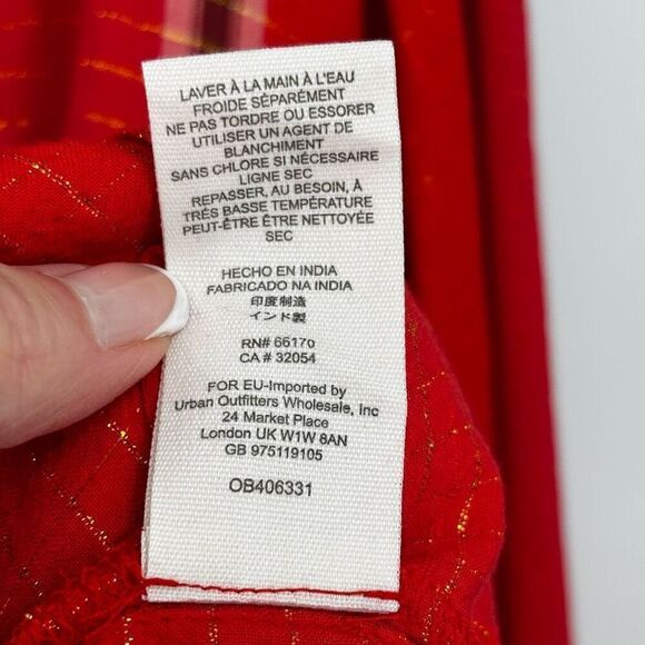 FREE PEOPLE LONG SLEEVE YARN DYE LUREX TUNIC TOP Red Orange Size XS - Picture 10 of 12